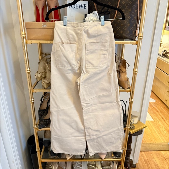 ZARA CRÈME HIGH WAISTED CROPPED WIDE LEG BARREL JEANS - Picture 4 of 7